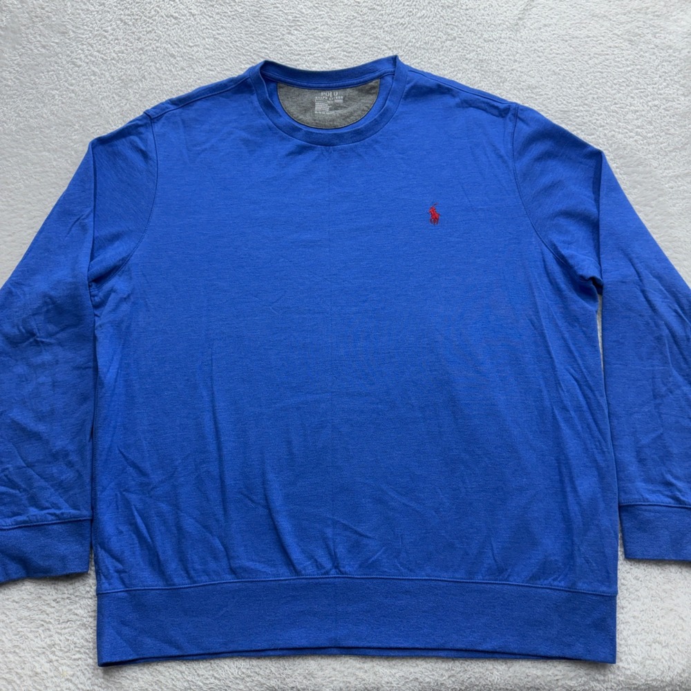 Polo Ralph Lauren Performance Mens XL Royal Blue Long Sleeve Crewneck Pony Logo